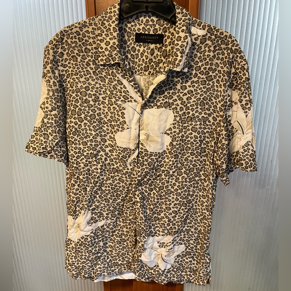 AllSaints Men’s Animal Print Casual Button Down *EUC*